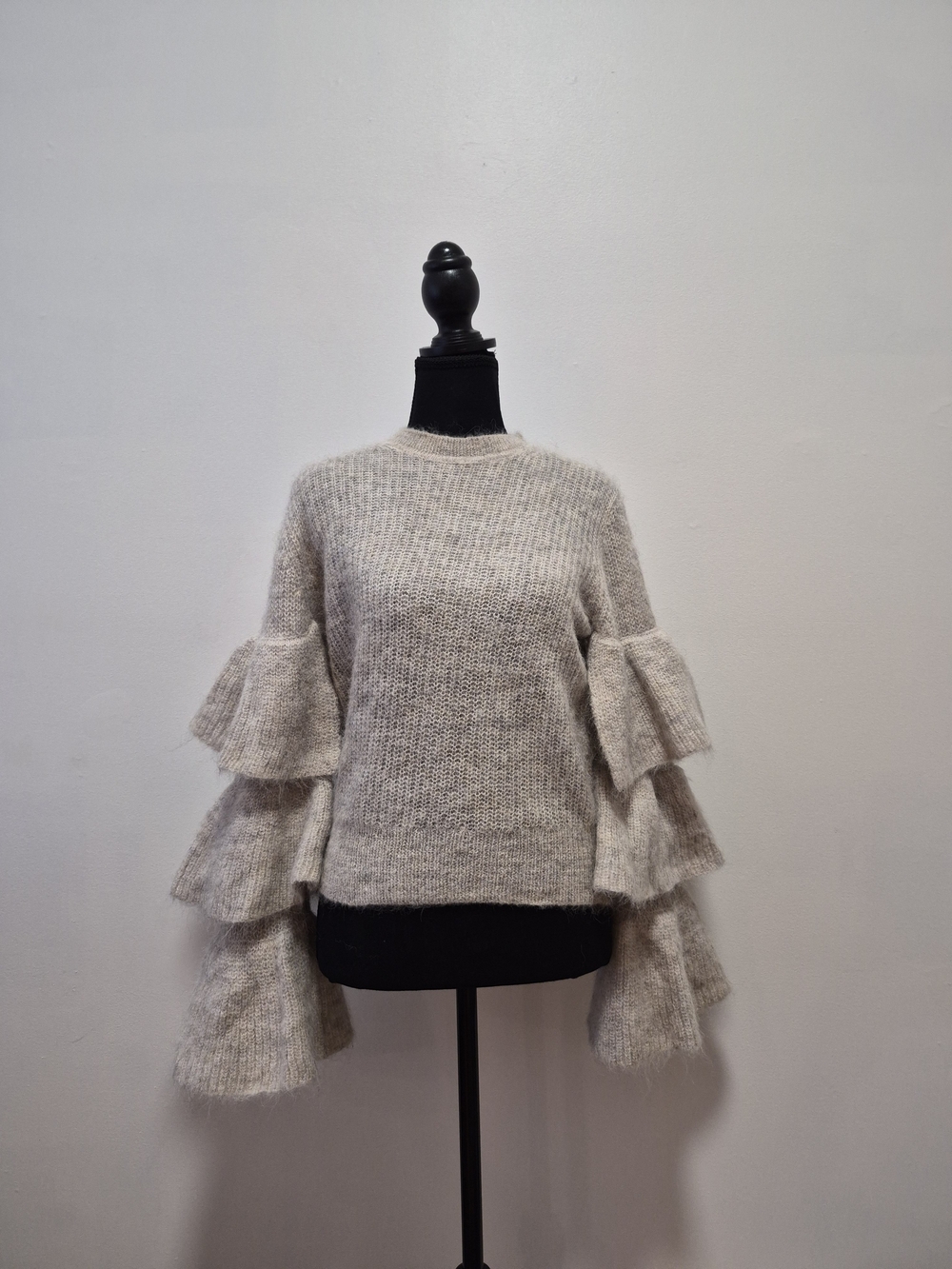 Iris & Ink Alpaca And Wool Blend Bell Sleeve Cream Sweater